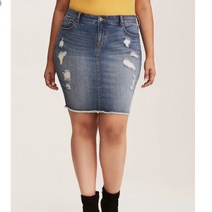 Torrid Distressed Denim Skirt